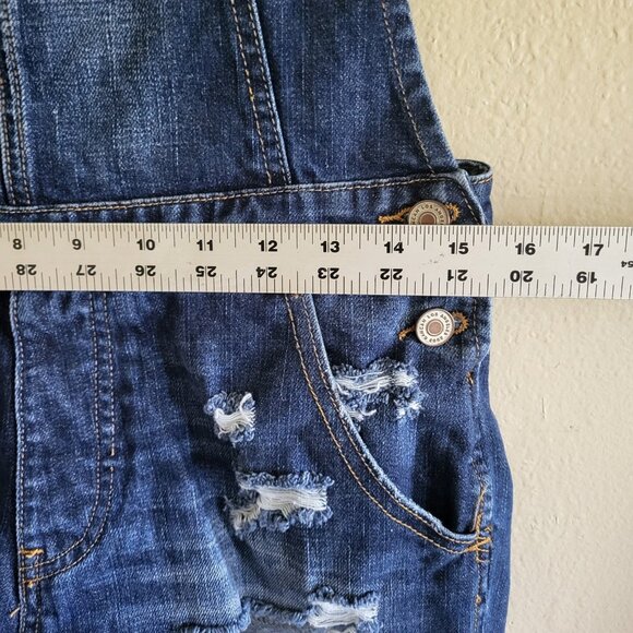 Kancan Denim Jeans Overall Shortalls Women's XS Blue Distressed Adjustable - Picture 4 of 7